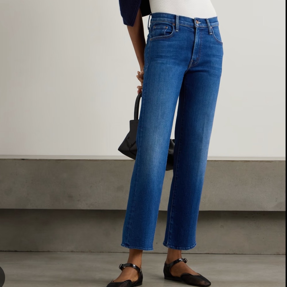 NWT MOTHER Rambler Zip mid-rise wide-leg stretch jeans coastal colors 26. Ins-28